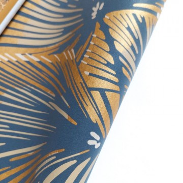 Legyező levél mintával díszített tapéta fekete arany 88642313 (Twenties)