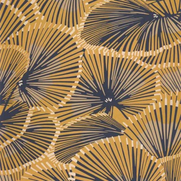 Legyező levél mintával díszített tapéta fekete arany 88642313 (Twenties)