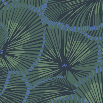 Legyező levél mintával díszített tapéta zöld kék 88647575 (Twenties)