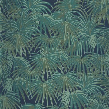 Pálmalevelekkel díszített elegáns tapéta fekete alapon zöld 88657557 (Twenties)