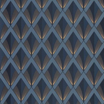 Art deco rombusz mintás tapéta sötétkék arany 88676414 (Twenties)