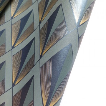 Art deco rombusz mintás tapéta sötétzöld arany 88677474 (Twenties)