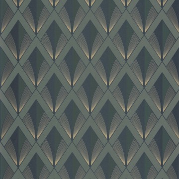 Art deco rombusz mintás tapéta sötétzöld arany 88677474 (Twenties)