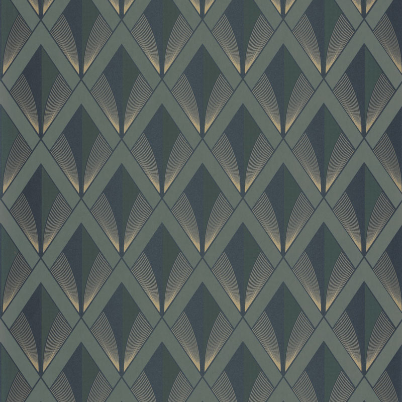 Art deco rombusz mintás tapéta sötétzöld arany 88677474 (Twenties)