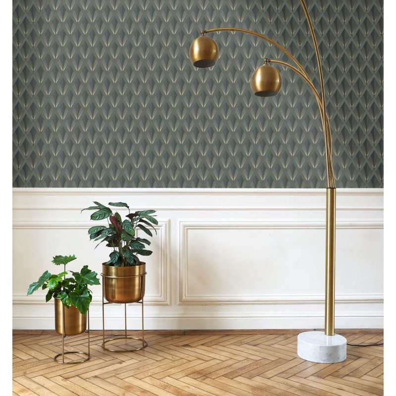 Art deco rombusz mintás tapéta sötétzöld arany 88677474 (Twenties)