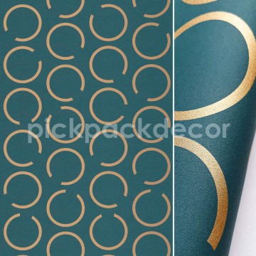 Kékeszöld alapon arany kör mintás tapéta 102906025 (Around)