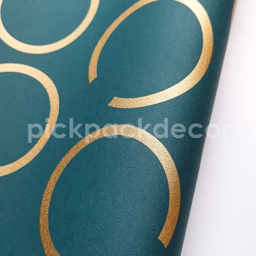 Kékeszöld alapon arany kör mintás tapéta 102906025 (Around)