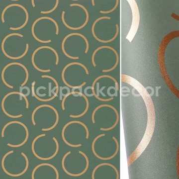 Elegáns zöld és arany színű kör mintás tapéta 102907023 (Around)