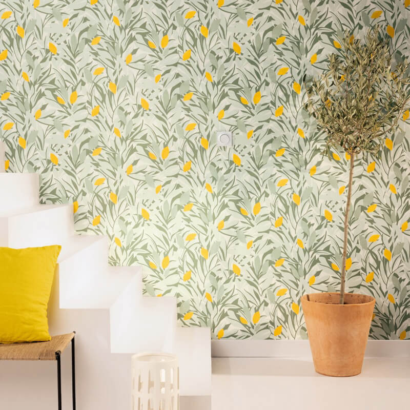 Vidám világoszöld design tapéta növénymintával 105457243 (Azur)