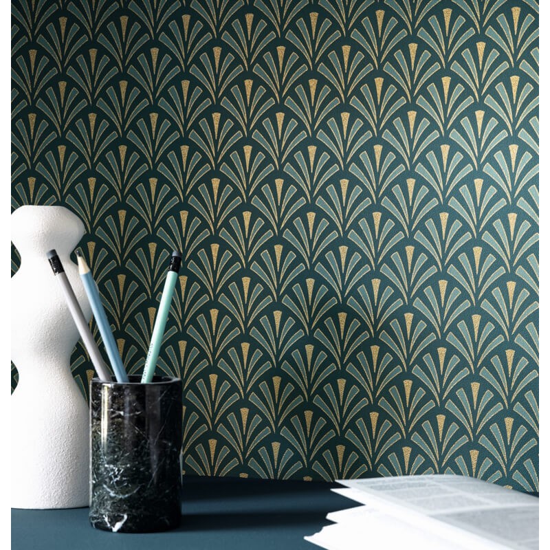 Zöld arany apró mintás art deco tapéta 105306127 (Elegance)