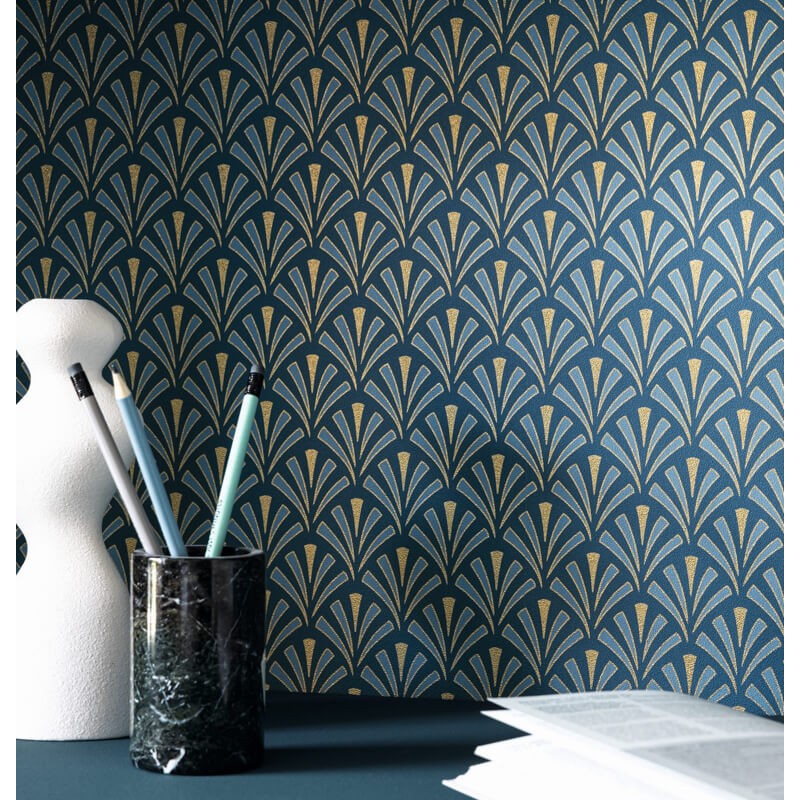 Sötét kékeszöld arany apró mintás art deco tapéta 105306220 (Elegance)