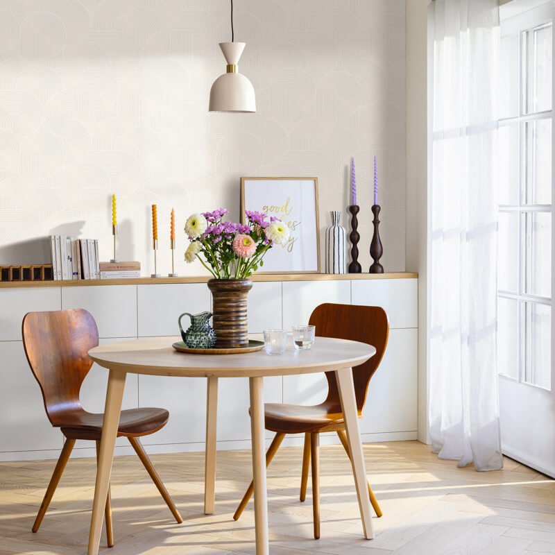Krémszínű vonalmintás design tapéta 105510999 (Graphic)