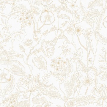 Fehér alapon bézs virágos design tapéta 106600026 (Light)