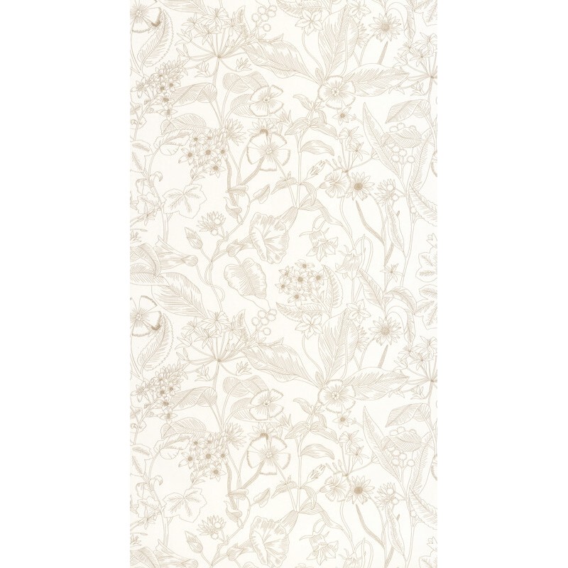Fehér alapon bézs virágos design tapéta 106600026 (Light)