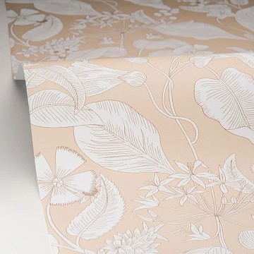 Bézs alapon fehér virágos design tapéta 106601010 (Light)