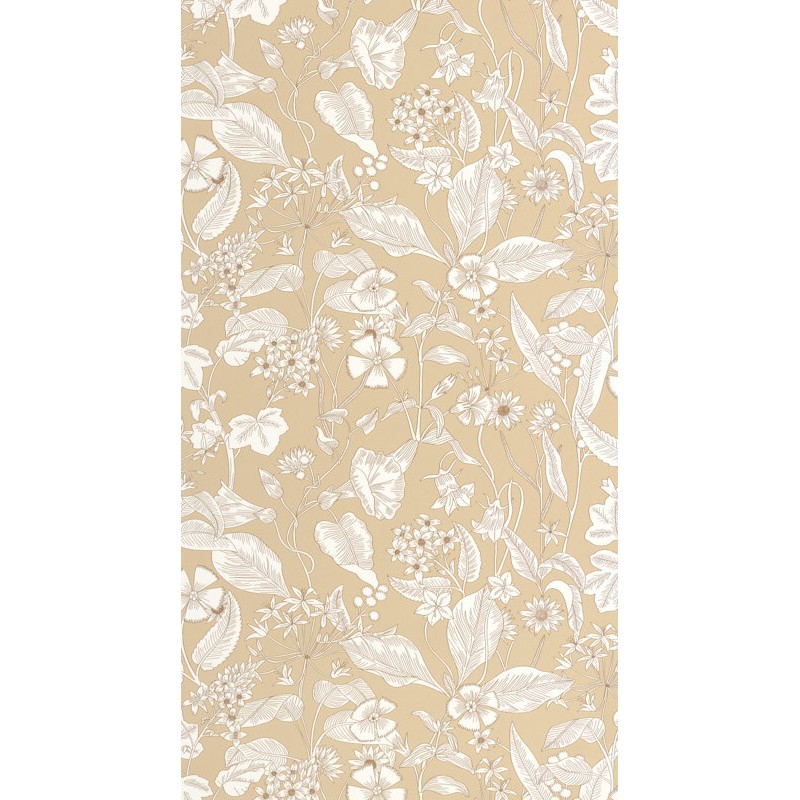 Bézs alapon fehér virágos design tapéta 106601010 (Light)