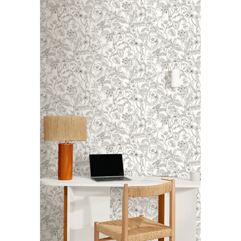 Fehér alapon bézs virágos design tapéta 106600026 (Light)