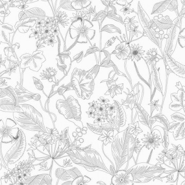 Fehér alapon fekete virágos design tapéta 106609090 (Light)