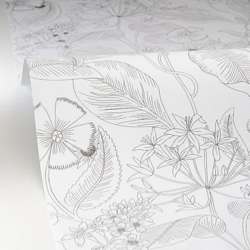 Fehér alapon fekete virágos design tapéta 106609090 (Light)