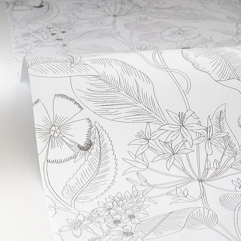 Fehér alapon fekete virágos design tapéta 106609090 (Light)