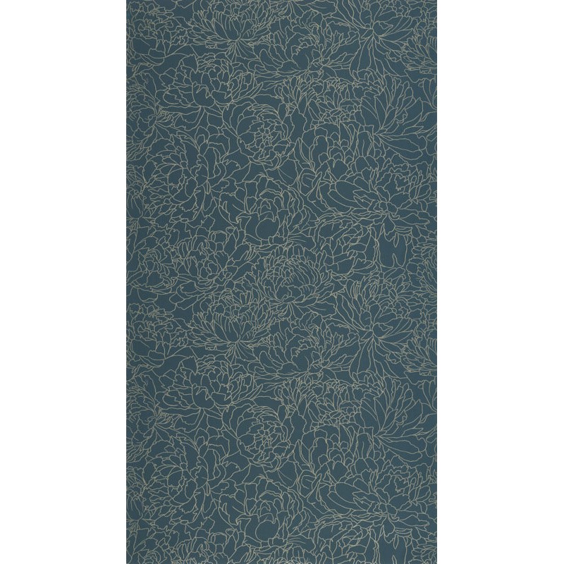 Sötétkék bézs virágos design tapéta 106616026 (Light)