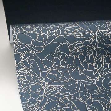 Sötétkék bézs virágos design tapéta 106616026 (Light)