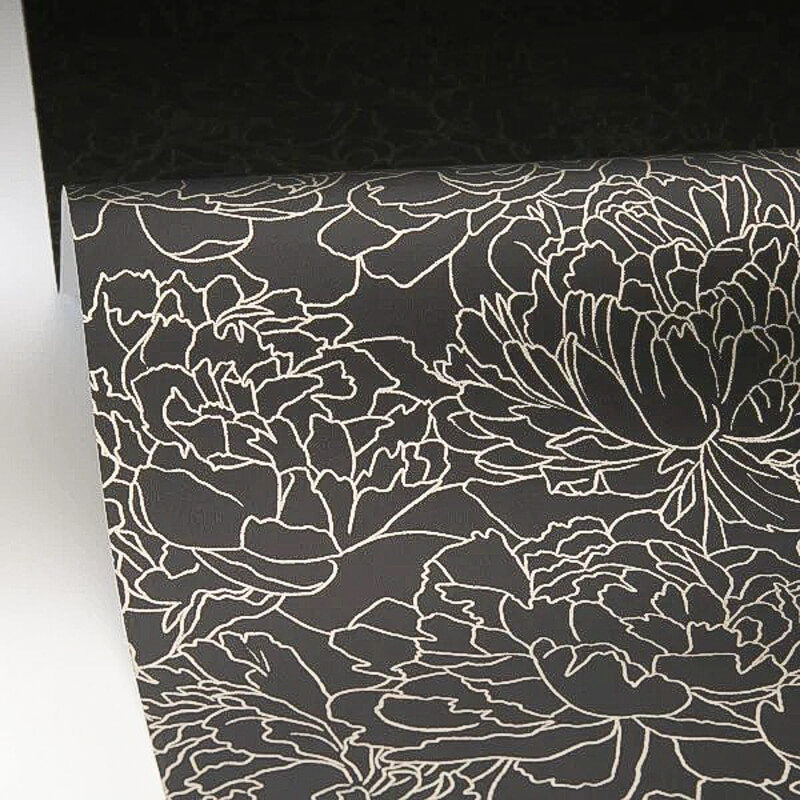 Fekete bézs virágos design tapéta 106619021 (Light)