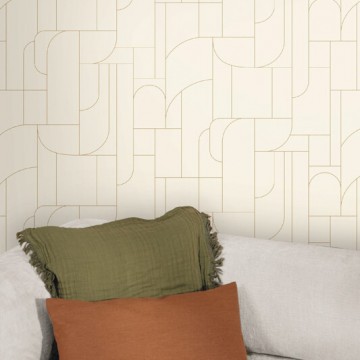 Világos bézs design tapéta geometrikus formákkal 107390199 (Maison)