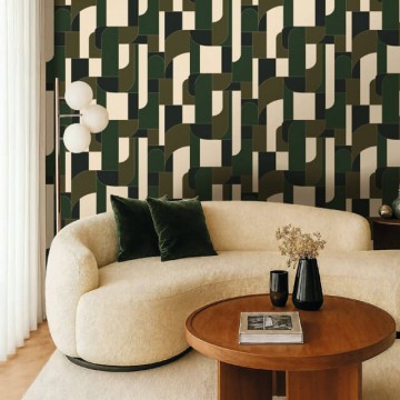 Sötétzöld fekete design tapéta geometrikus mintával 107390463 (Maison)