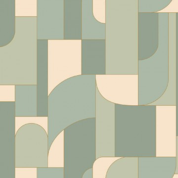 Pasztell zöld design tapéta geometrikus formákkal 107390475 (Maison)