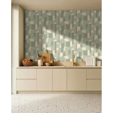 Pasztell zöld design tapéta geometrikus formákkal 107390475 (Maison)