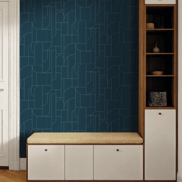Sötét kékeszöld design tapéta geometrikus formákkal 107390652 (Maison)
