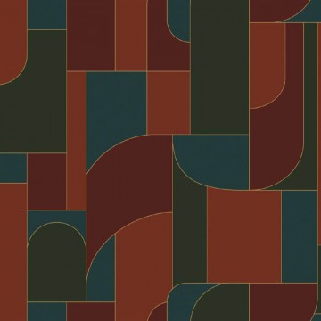 Zöld bordó design tapéta geometrikus formákkal 107390745 (Maison)