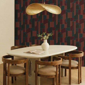 Zöld bordó design tapéta geometrikus formákkal 107390745 (Maison)