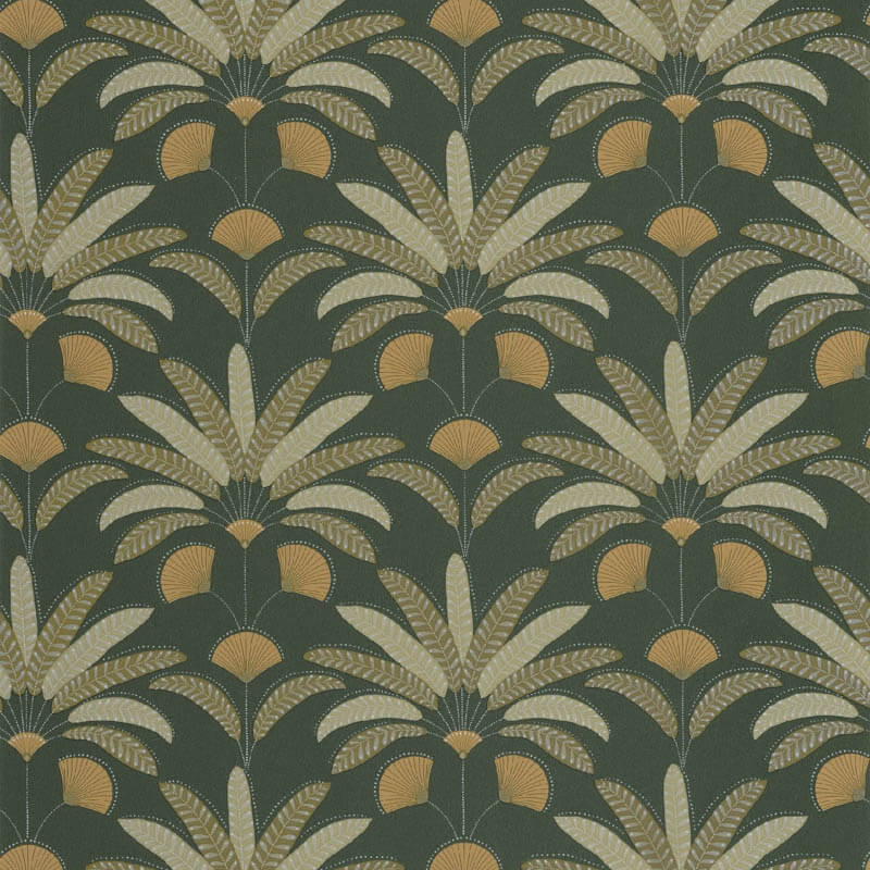 Art Deco design tapéta sötétzöld levél mintával 107400451 (Maison)