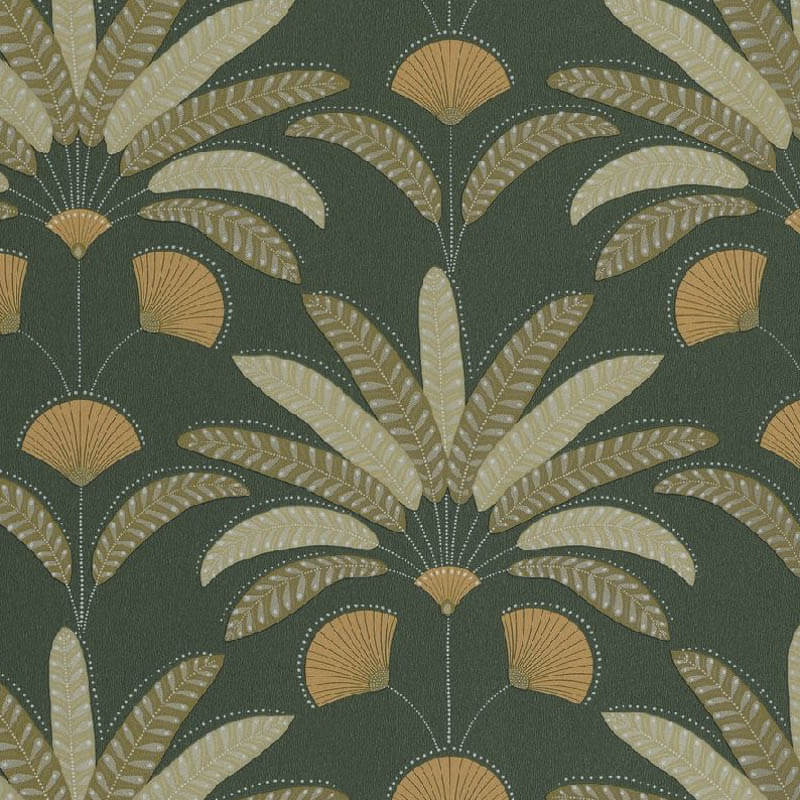 Art Deco design tapéta sötétzöld levél mintával 107400451 (Maison)