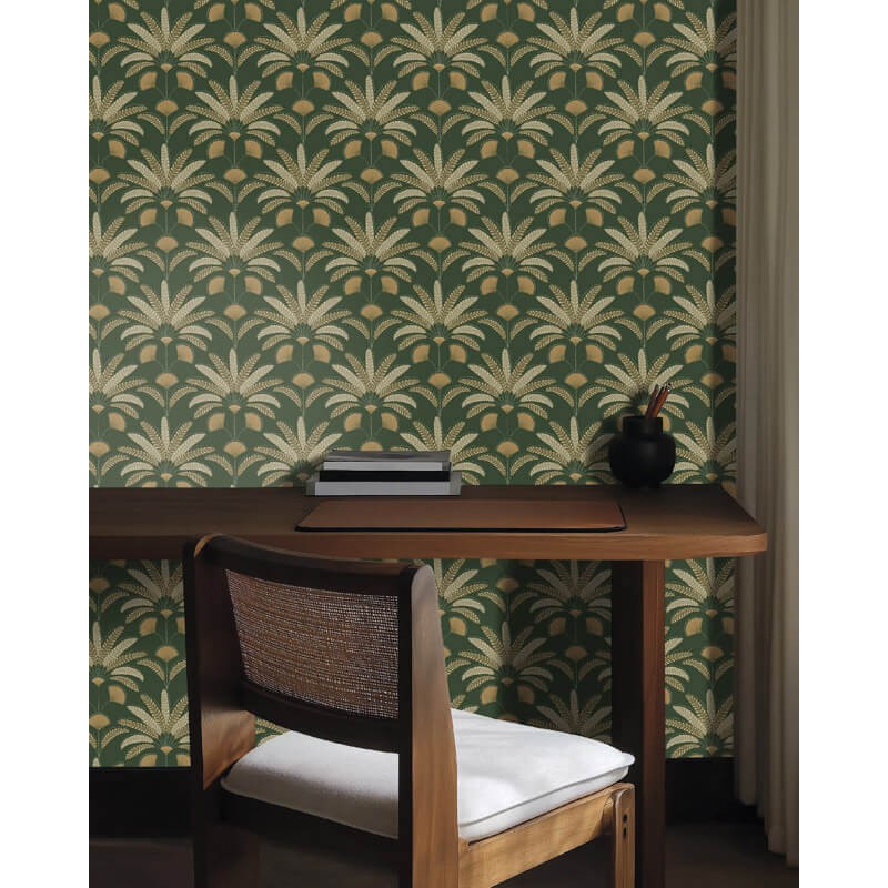 Art Deco design tapéta sötétzöld levél mintával 107400451 (Maison)