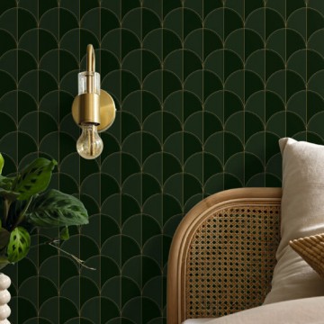 Art Deco design tapéta sötétzöld boltív mintával 107414126 (Maison)