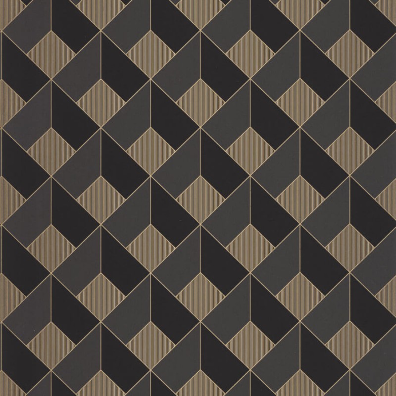 Geometrikus tapéta térhatású mintával, fekete arany 100129028 (Moonlight)