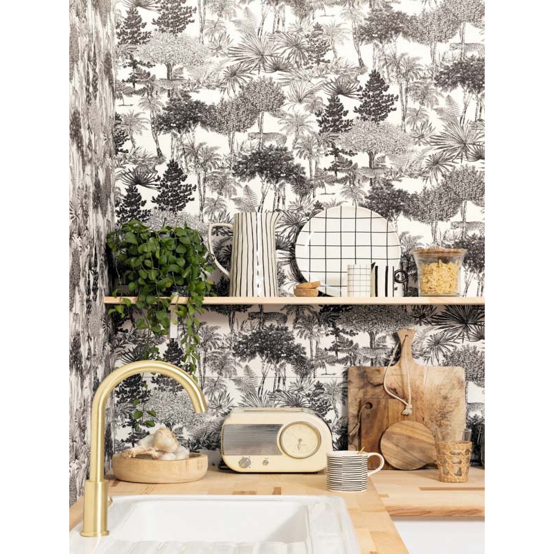 Tapéta trópusi növényekkel fekete fehér 104280974 (Moonlight 2)