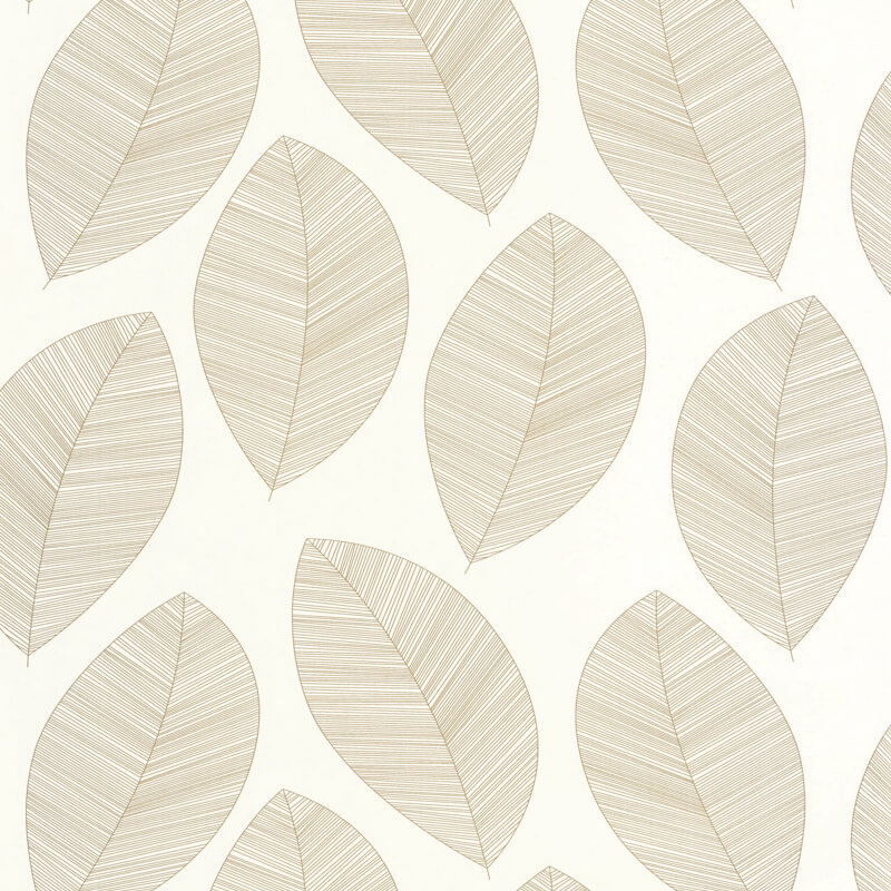 Tapéta feher alapon rajzolt arany levelekkel 104310213 (Moonlight 2)