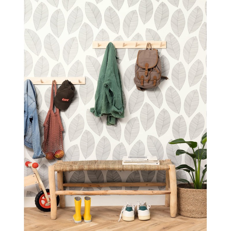 Tapéta fehér alapon rajzolt fekete levelekkel 104310927 (Moonlight 2)