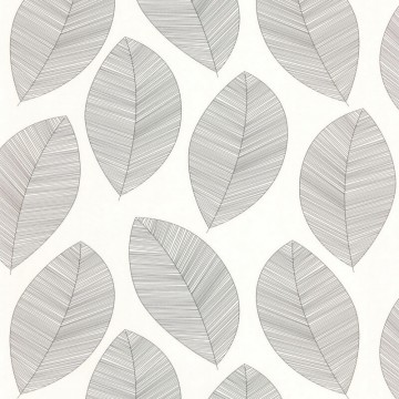 Tapéta fehér alapon rajzolt fekete levelekkel 104310927 (Moonlight 2)