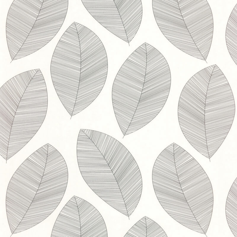 Tapéta fehér alapon rajzolt fekete levelekkel 104310927 (Moonlight 2)