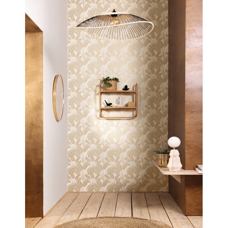 Tapéta fehér alapon arany levélmintával 104320247 (Moonlight 2)