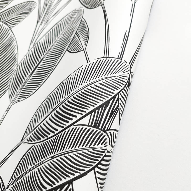 Tapéta fehér alapon fekete levélmintával 104320931 (Moonlight 2)