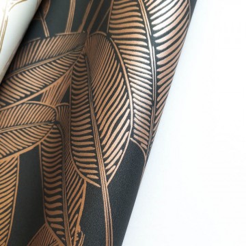 Fekete alapon bronzbarna levelekkel díszített tapéta 104329451 (Moonlight 2)