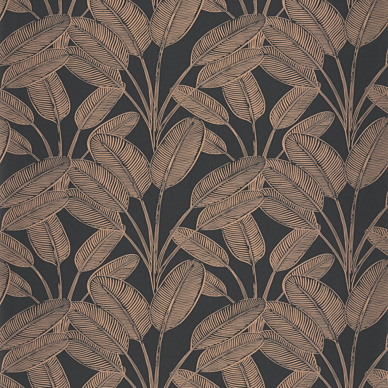 Fekete alapon bronzbarna levelekkel díszített tapéta 104329451 (Moonlight 2)