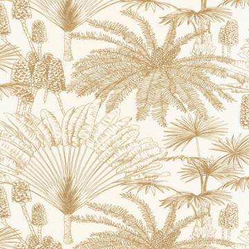 Pálmalevél mintás tapéta fehér alapon arany színben 104330233 (Moonlight 2)
