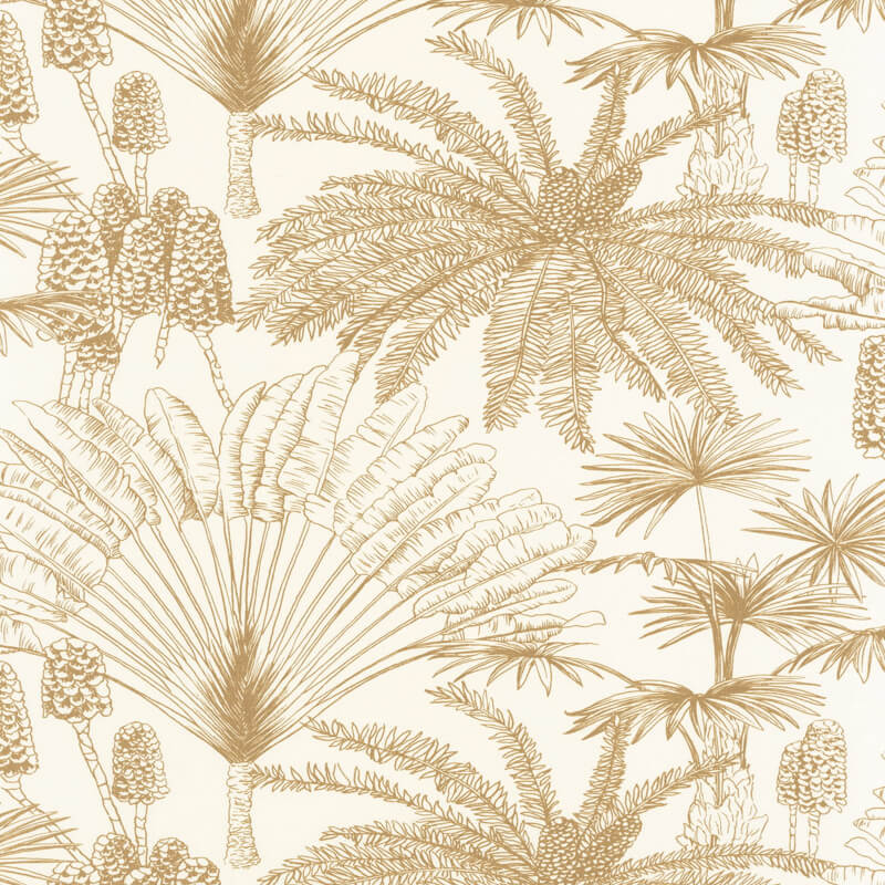 Pálmalevél mintás tapéta fehér alapon arany színben 104330233 (Moonlight 2)